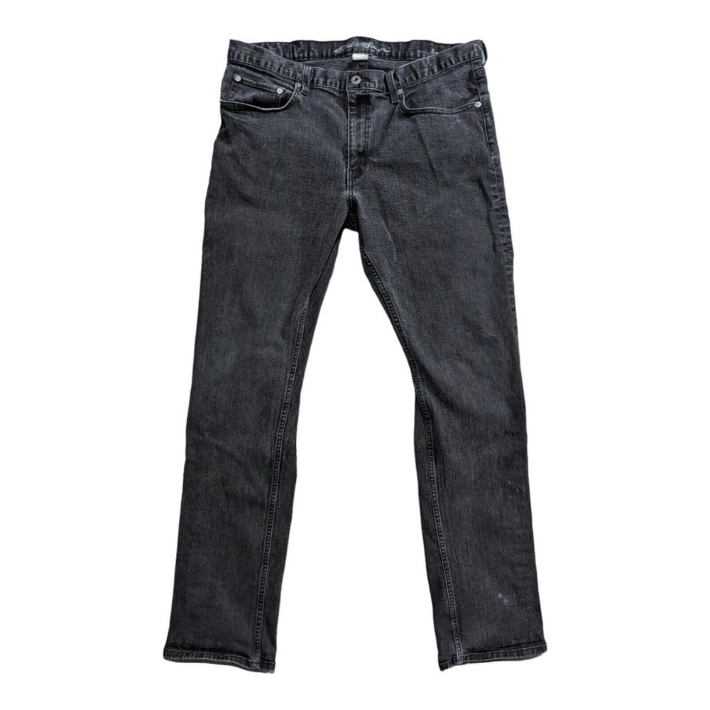 Eddie Bauer Jeans Men's 38x36 Black Denim Straight Leg Fit Stretch (Meas. 38x34)